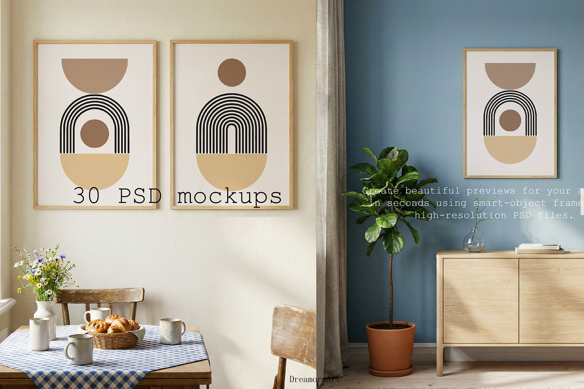 Modern Boho Frame Mockup Pack 30 PSD, a Mockup by DreamoraArt (Photo 3 of 7)