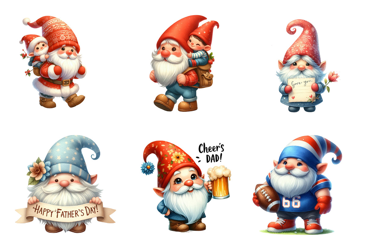 Watercolor Fathers Day Gnome, an Illustration by CreationArt (Photo 2 of 5)