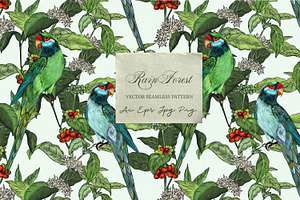 Rainforest jungle pattern parrots