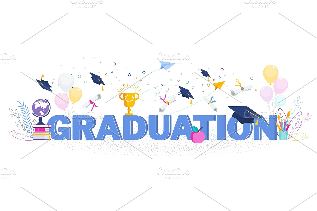 Graduation Typography, an Object Graphic by Quarta | Creative Market