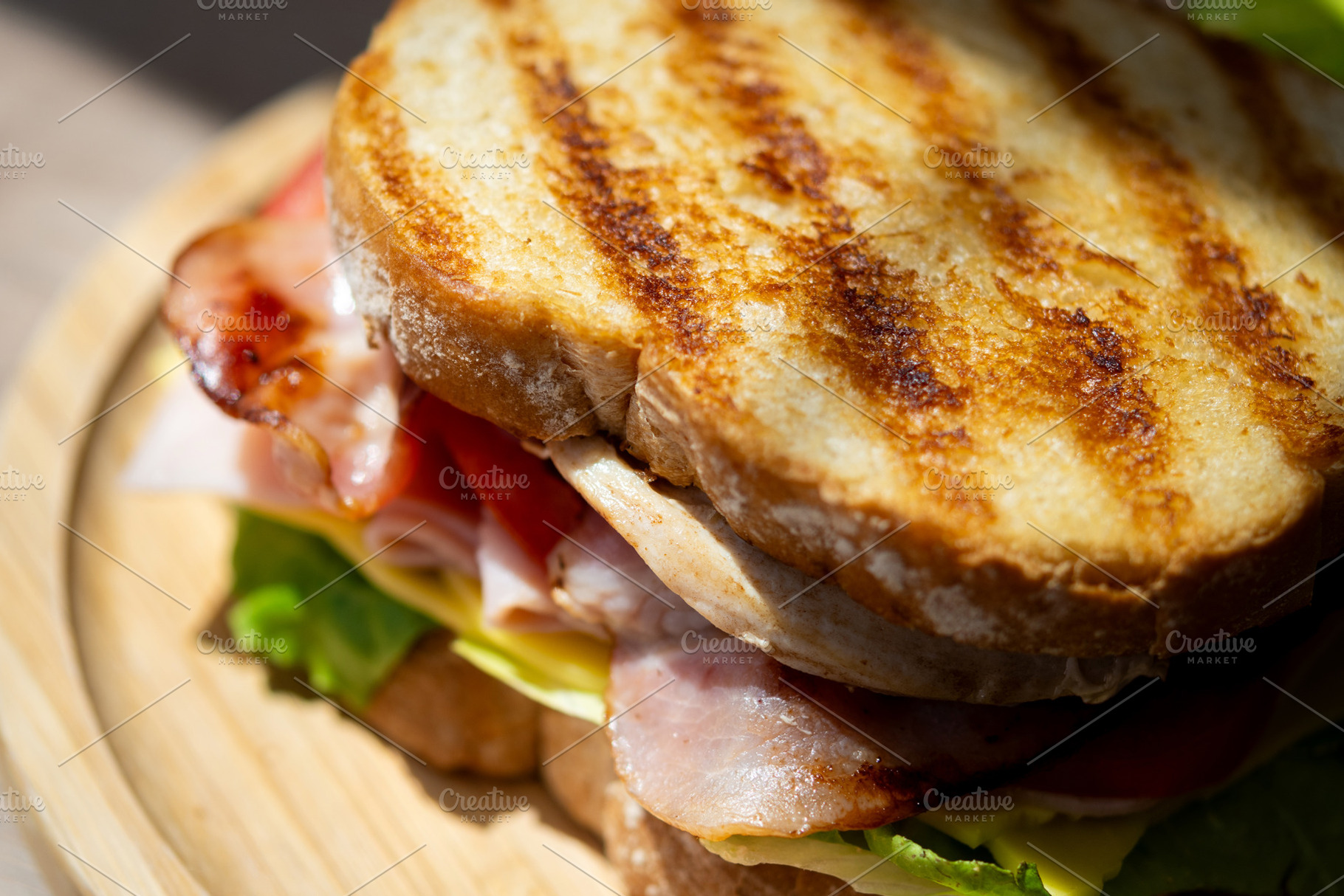 Grilled Club Sandwich with Chicken, Bacon, Cheese and Fresh Vegetables, a Food & Drink Photo by etorres69