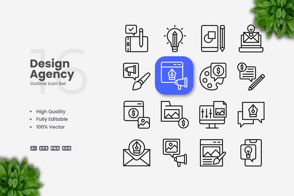 Design Agency Outline Icons, an Icon by Upnowgraphic