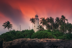 Lighthouse at sunset beruwala stock photo containing lanka and bentota