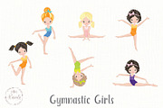 Girls Gymnastics Cute Clipart/ 3, an Education Illustration by Rasveta (Thumbnail 2 of 10)