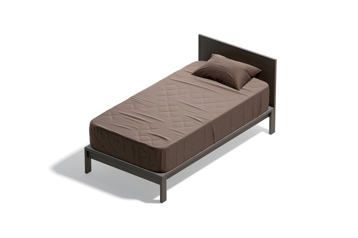 Brown Wooden Single Bed 3D Model, an Object 3D Model by rebrandy (Photo 5 of 10)