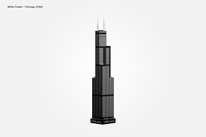 Chicago Willis Tower Building Vector, a Decorative Illustration by rpdesignstudio