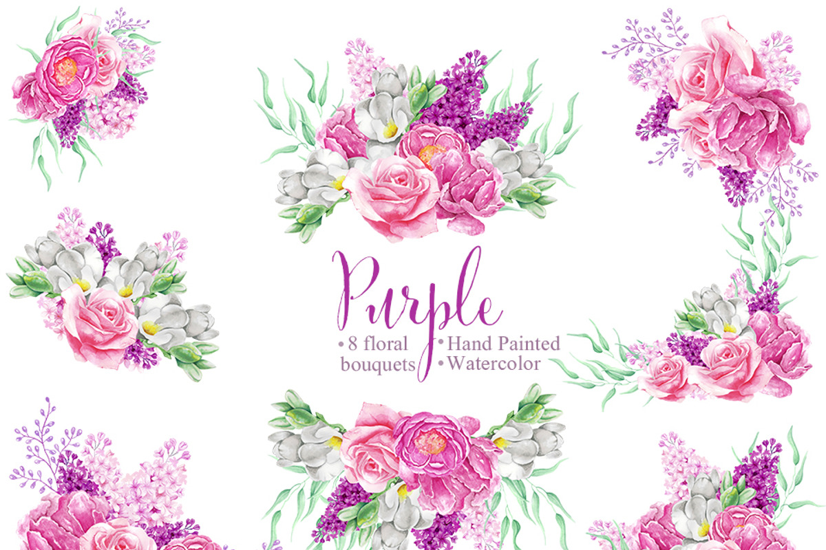 Bouquets,Roses,Flowers,Freesia,Lilac, an Illustration by DreamsClipArt (Photo 1 of 3)