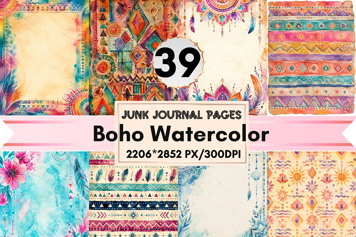 Hippie Junk Journal Pages, a Background Graphic by LA Design (Photo 1 of 10)
