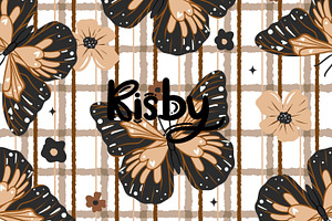 Boho Fall Butterfly Plaid Seamless