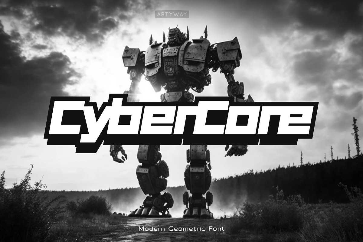 CyberCore Geometric Font, a Sans Serif Font by artyway (Photo 1 of 6)
