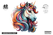 40 Watercolor Cute Unicorn Clipart, an Animal Illustration by Creative Arslan (Thumbnail 6 of 7)