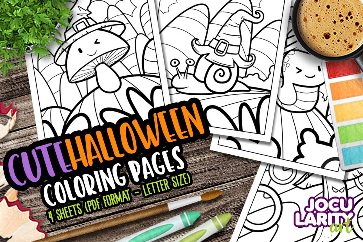 Cute Halloween Coloring Pages, an Animal Illustration by Jocularity Art (Photo 1 of 3)