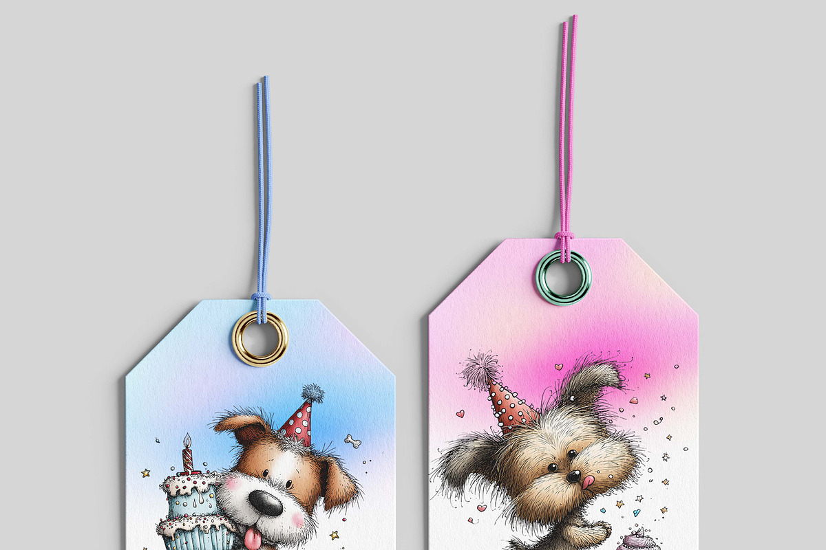 30 whimsical dog birthday clipart, an Illustration by one-touch (Photo 3 of 17)