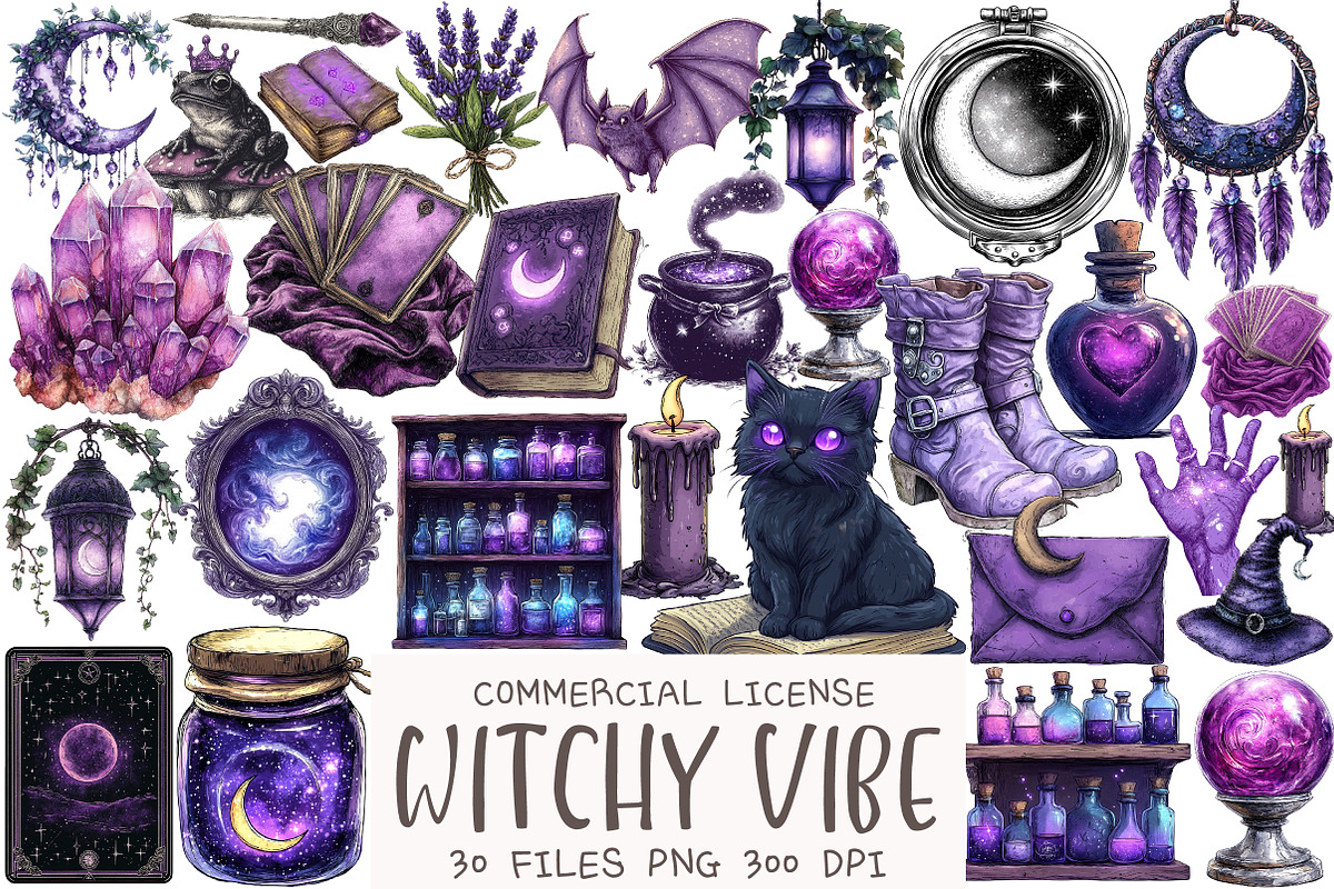 Witchy Vibe Sublimation Clipart, an Illustration by OK Design (Photo 1 of 5)