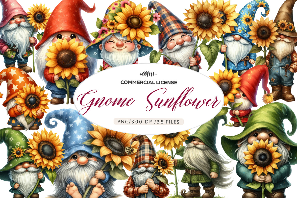 Gnome Sunflower Sublimation PNG, an Illustration by CreationArt (Photo 1 of 5)