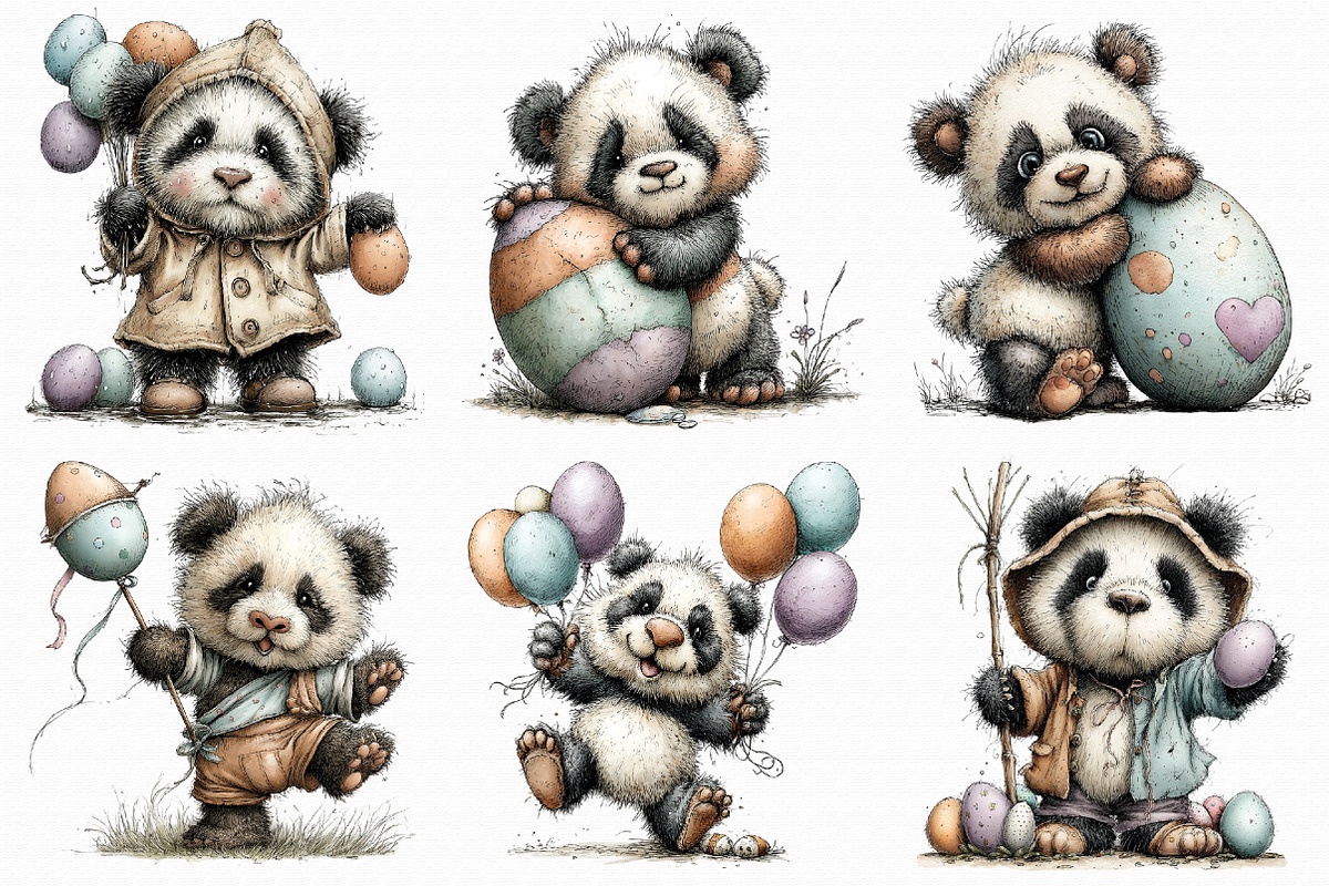 Whimsical Easter Panda Clipart, an Illustration by Libby Wishes (Photo 6 of 8)