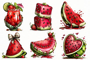 Whimsical summer watermelon clipart, an Illustration by Designworld (Thumbnail 2 of 8)