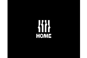 A house striped logotype in negative, an Illustration by Bureau