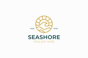 Wave Ocean Seashore Beach Logo Badge, a Branding & Logo Template by Signatoro