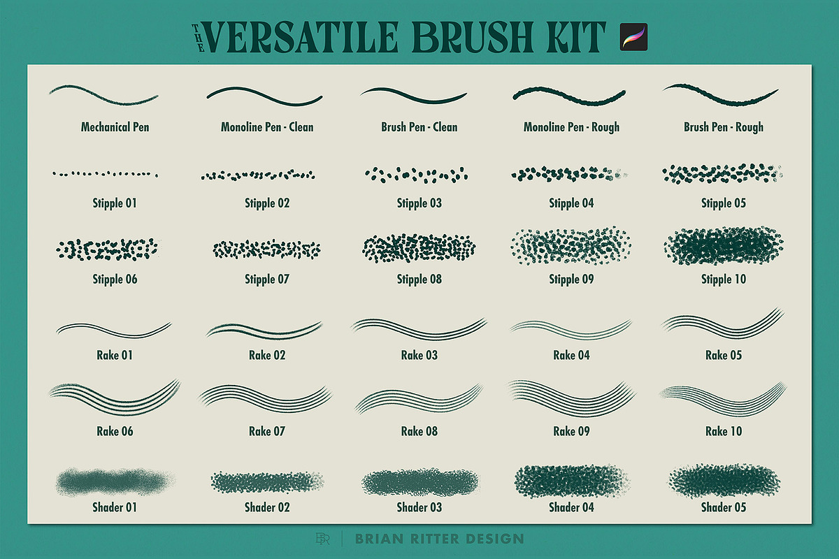 Versatile Brush Kit for Procreate, a Brush Add-On by Brian Ritter Design (Photo 6 of 7)