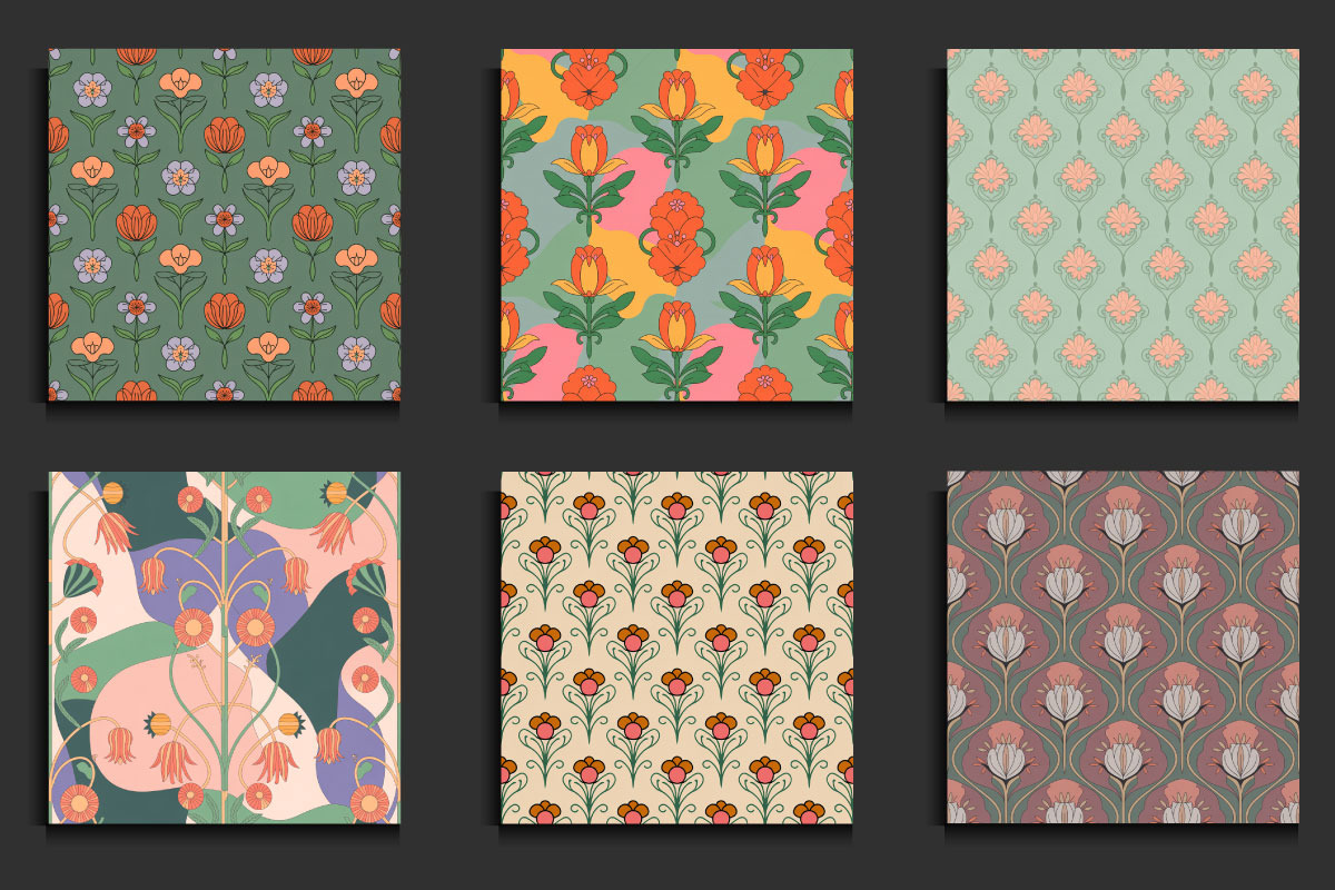 Art Nouveau Seamless Patterns, a Pattern Graphic by protabsorkar11 (Photo 4 of 4)