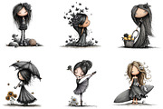 Cute Summer Gothic Girl Clipart, a Seasonal Illustration by Designking (Thumbnail 3 of 5)