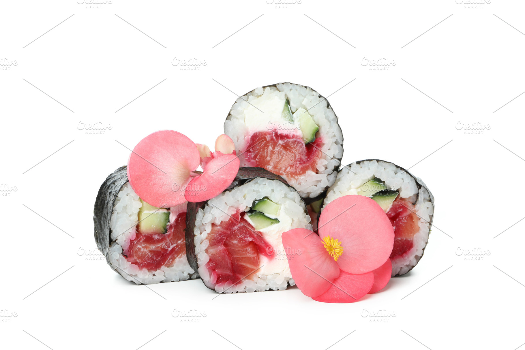 Maki with ginger isolated on white background, a Food & Drink Photo by AtlasStudio PRO
