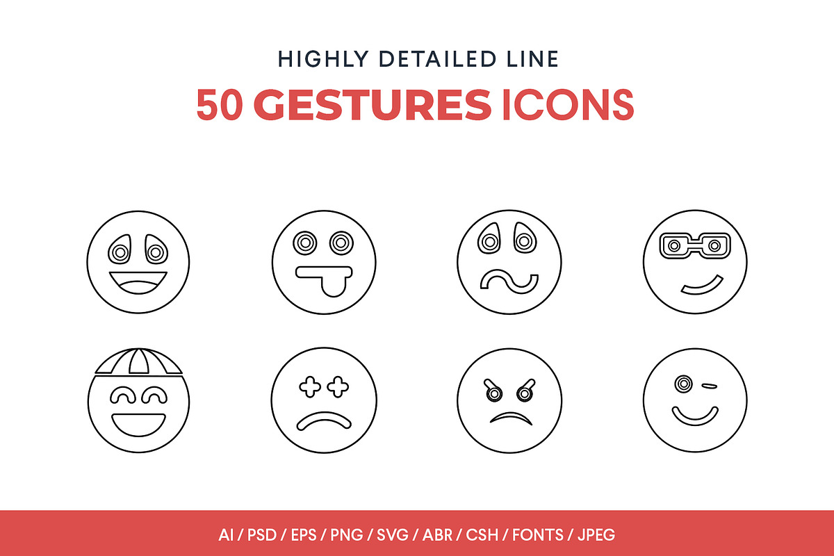 Line Icons Emoji-Hand Gesture Set, an Outline Icon by Jumbo Icons (Photo 1 of 4)
