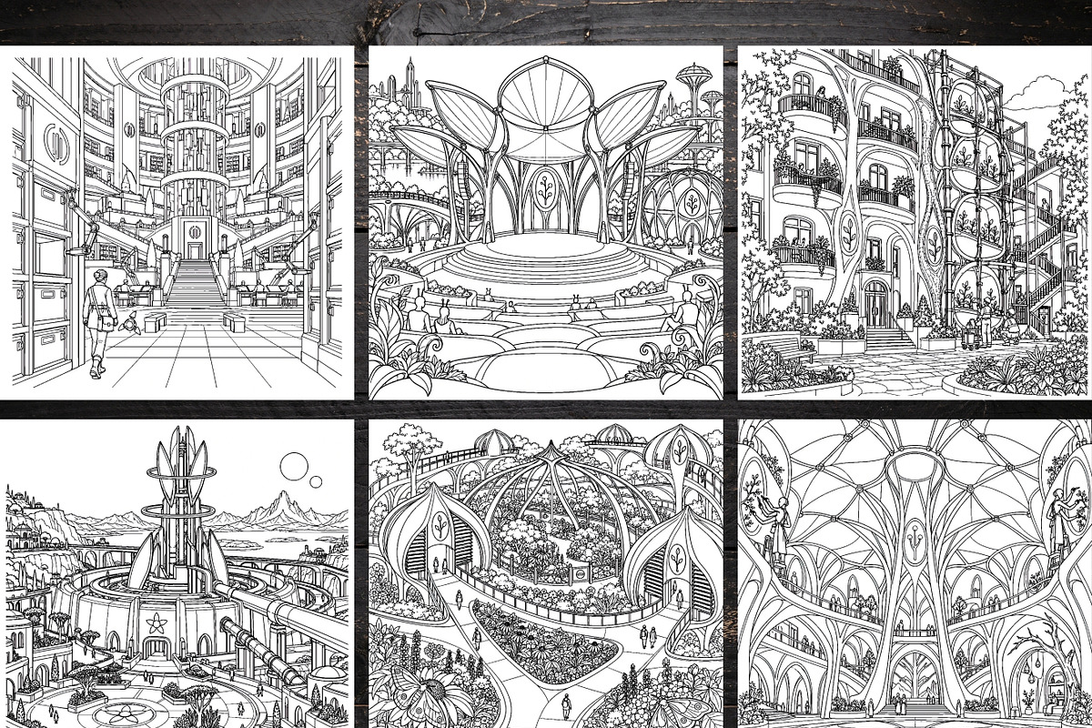 80 Sci-Fi Coloring Pages Bundle, a Brochure Template by LA Design (Photo 4 of 10)