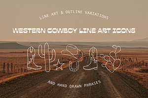 Western Cowboy Line Art Icon Pack, an Outline Icon by Pink Tiger Creative