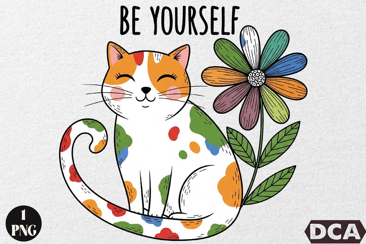 Be Yourself Funny Cat PNG, an Illustration by DreamCafeArt (Photo 1 of 6)