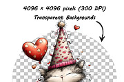 Whimsical Floral Cat Clipart Bundle, an Animal Illustration by one-touch (Thumbnail 7 of 18)