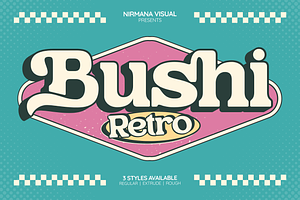 Bushi Retro - Food Logo Extrude Font, a Serif Font by Nirmana Visual