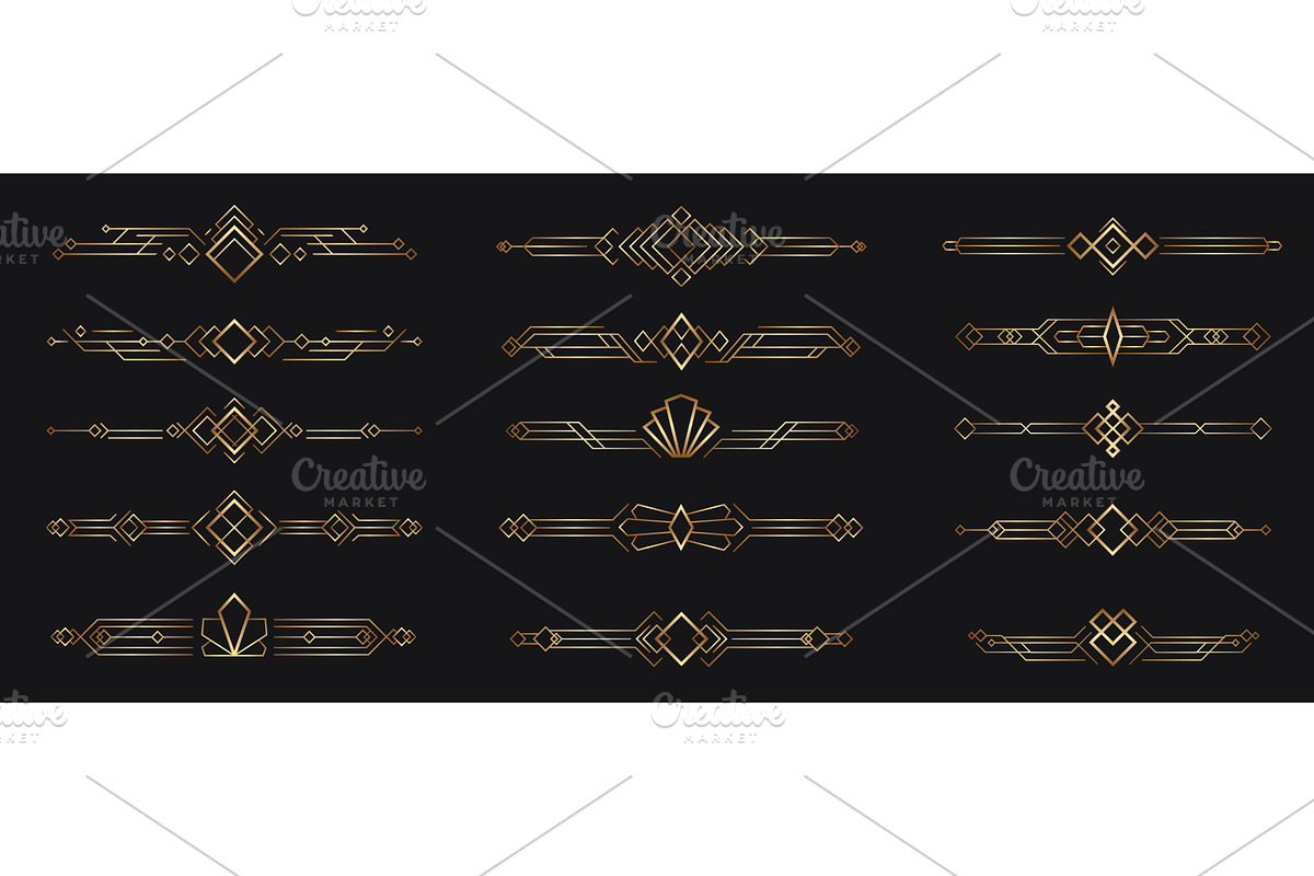 Gold Art Deco divider designs run, an Illustration by Woters little shop