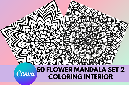 50 FLOWER MANDALA COLORING 8.5 X 8.5