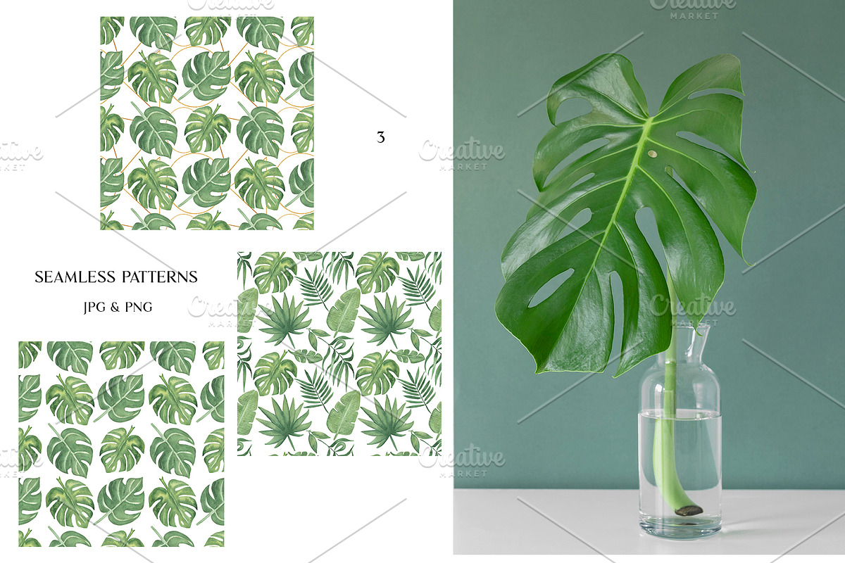 Watercolor Tropical Leaves, a Decorative Illustration by MayaNavits (Photo 5 of 12)