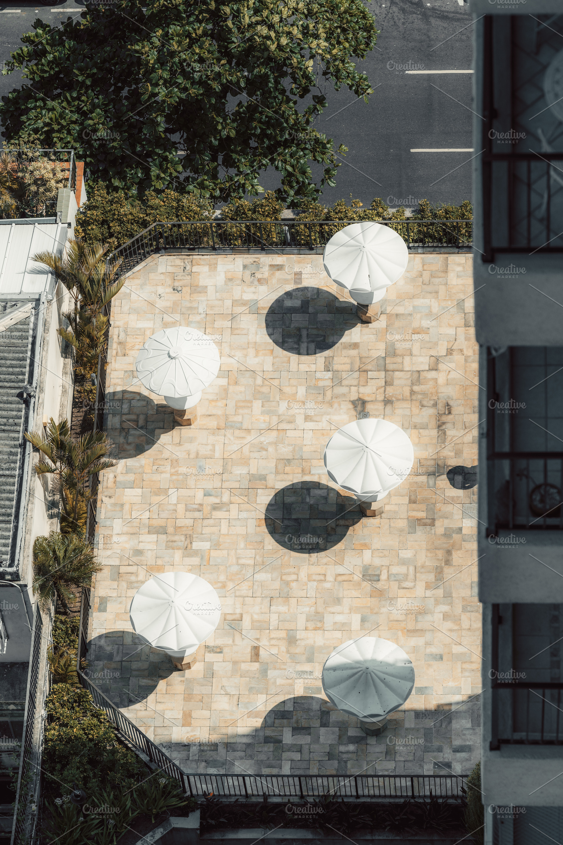 Sunny terrace with umbrellas, an Industrial Photo by SkyNext