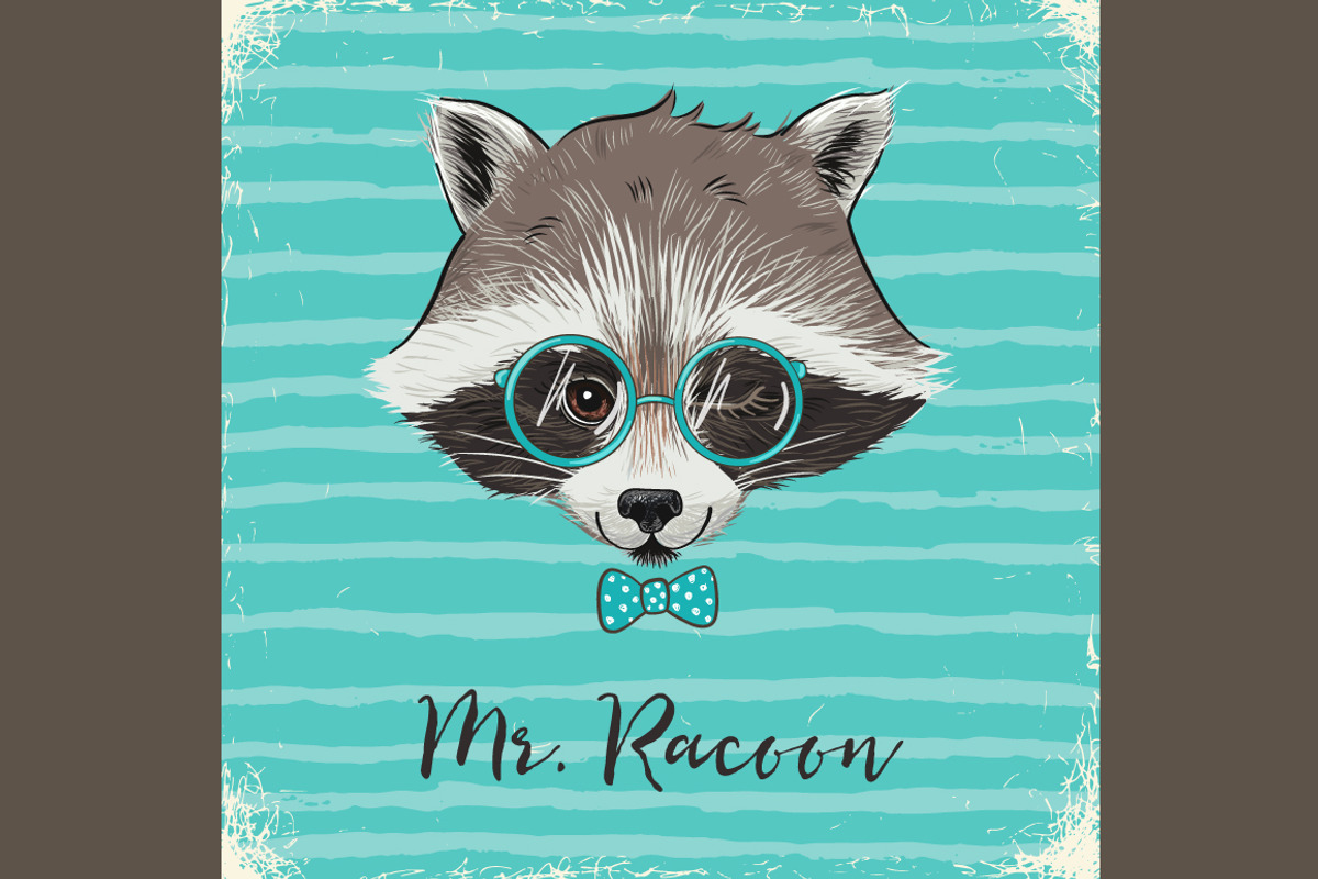 Mr. Raccoon print illustration, an Animal Illustration by Hala