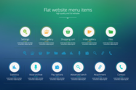 Flat website menu items