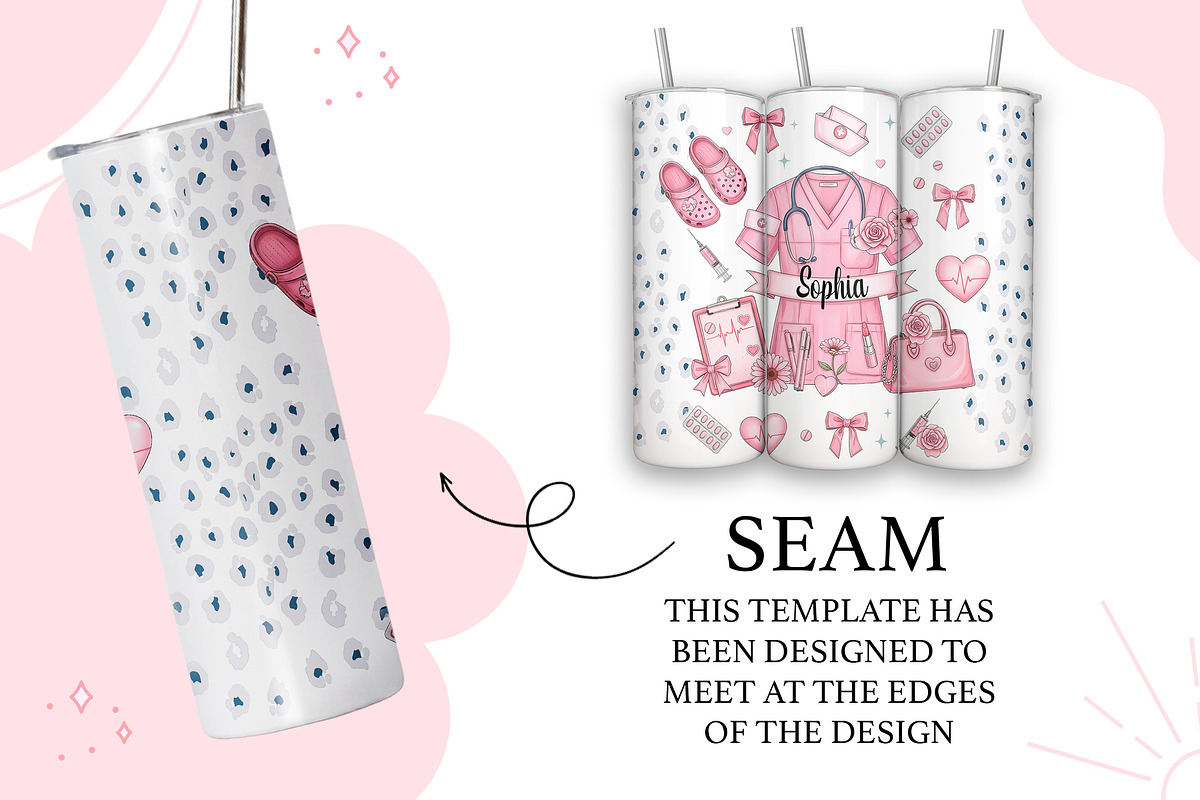 Custom Name Nurse Tumbler Wrap PNG, a Pattern Graphic by TumblerArtDS (Photo 2 of 3)