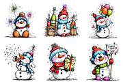 New Year Snowman Clipart Bundle, an Illustration by Craft Nest (Thumbnail 9 of 9)