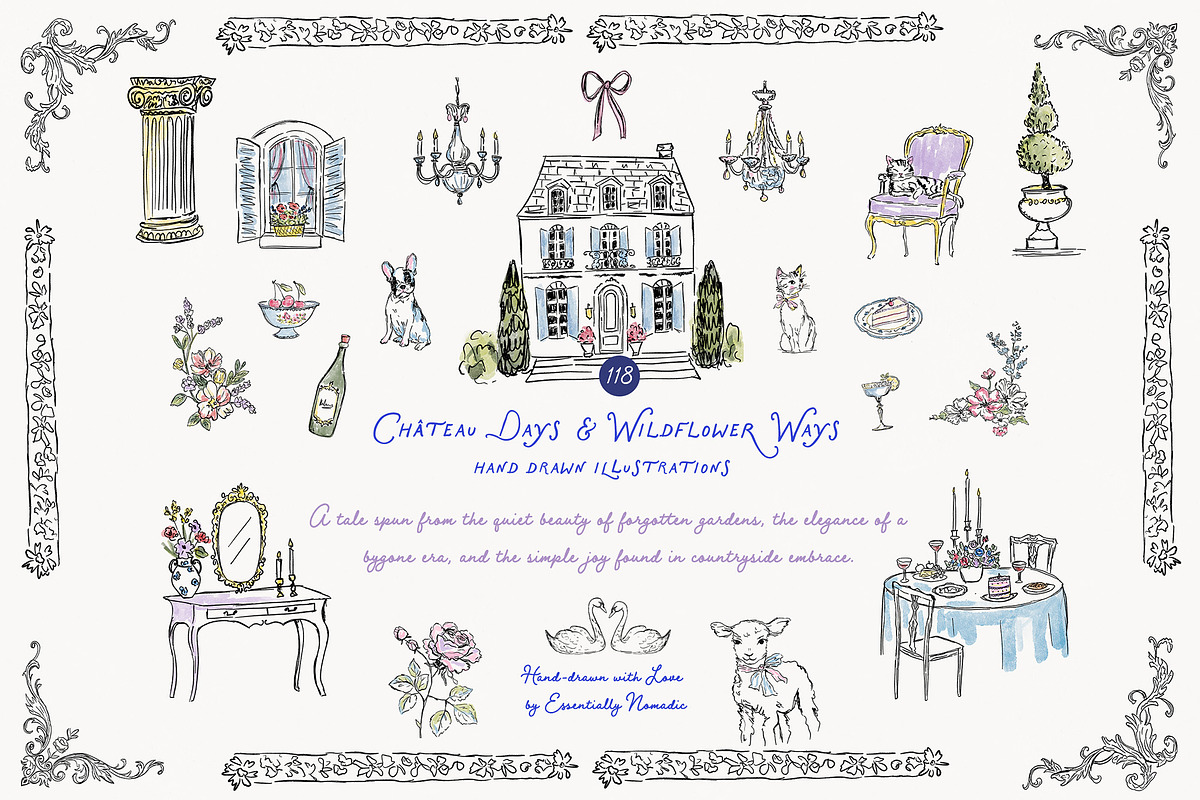 French Summer Whimsical Clipart, an Object Graphic by Essentially Nomadic (Photo 1 of 12)