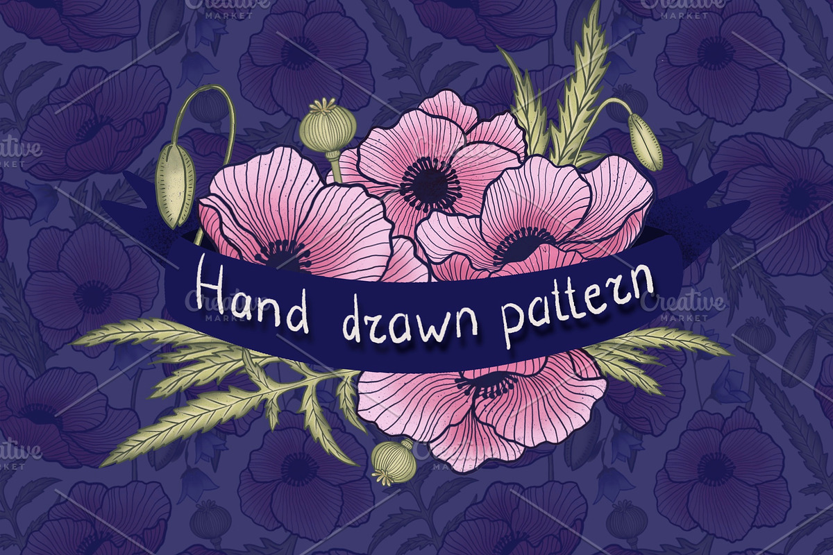 Delicate poppies, a Pattern Graphic by palllna (Photo 1 of 4)