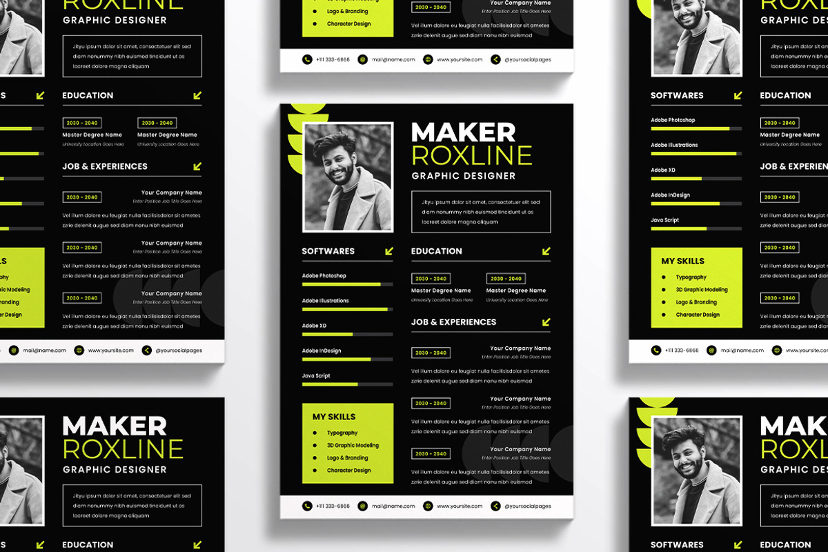 Dark Background Resume CV, a Resume Template by iDoodle Studio (Photo 4 of 4)