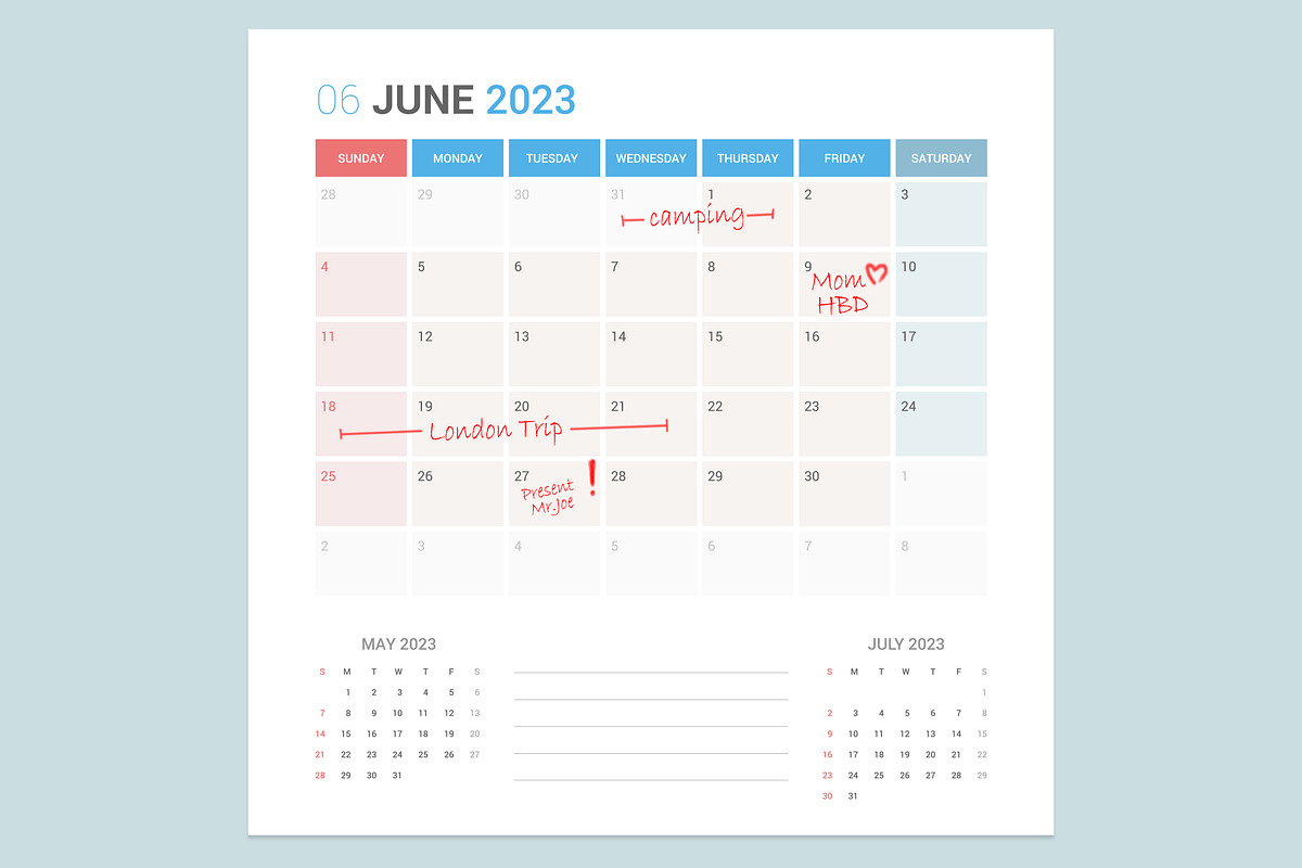 Calendar 2023 Planner Design[Sunday], a Stationery Template by WORAKAMON Design Studio (Photo 4 of 5)
