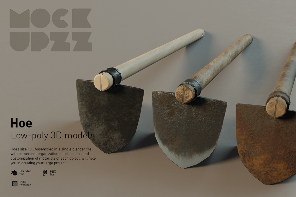 Hoe set, an Object 3D Model by mockupzz (Photo 1 of 7)