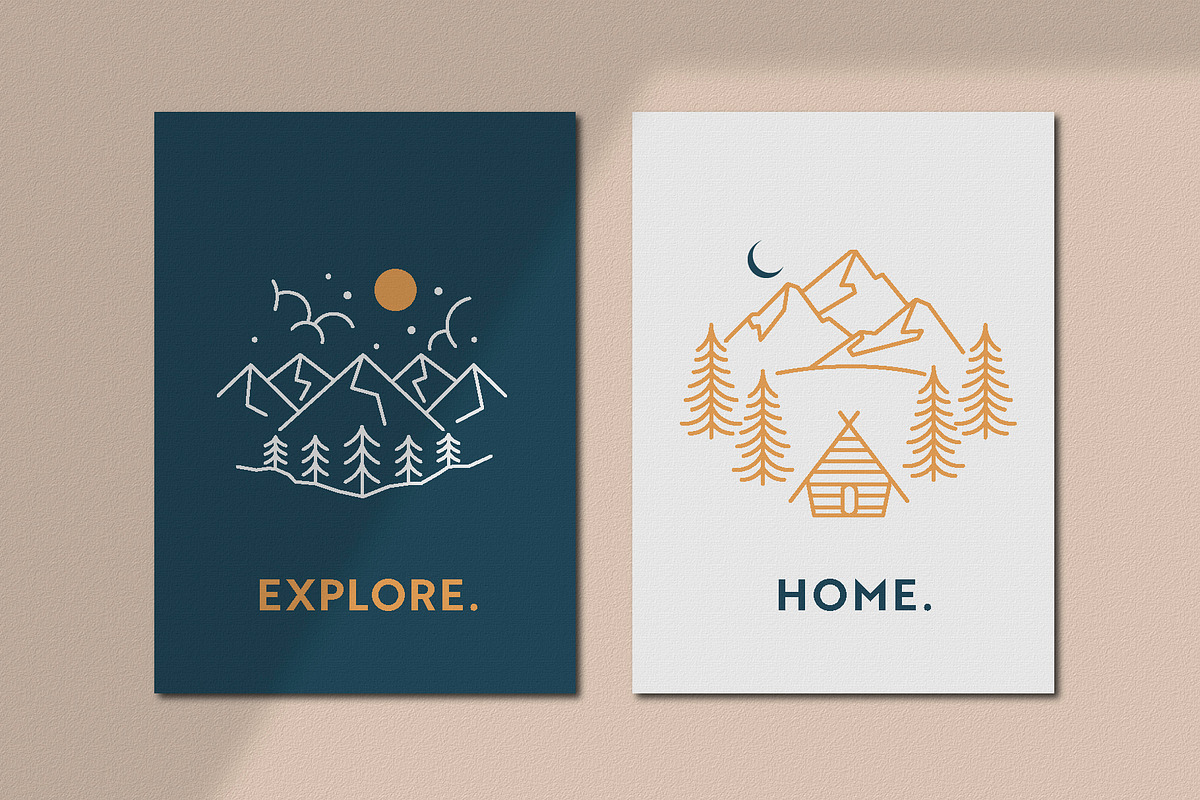 Adventure Line Art Graphic Set, a Branding & Logo Template by Ellen Carty Design (Photo 12 of 13)