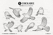 Chickadee Bird Vector Line Art Set, an Animal Illustration by MadliArt (Thumbnail 3 of 4)