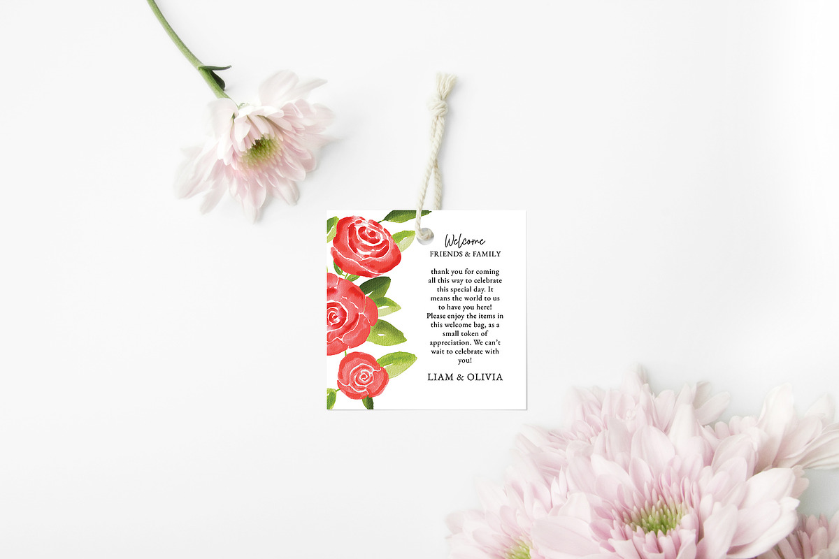 Rose Floral Wedding Tags & Labels, a Stationery Template by Beyond Muse (Photo 4 of 4)