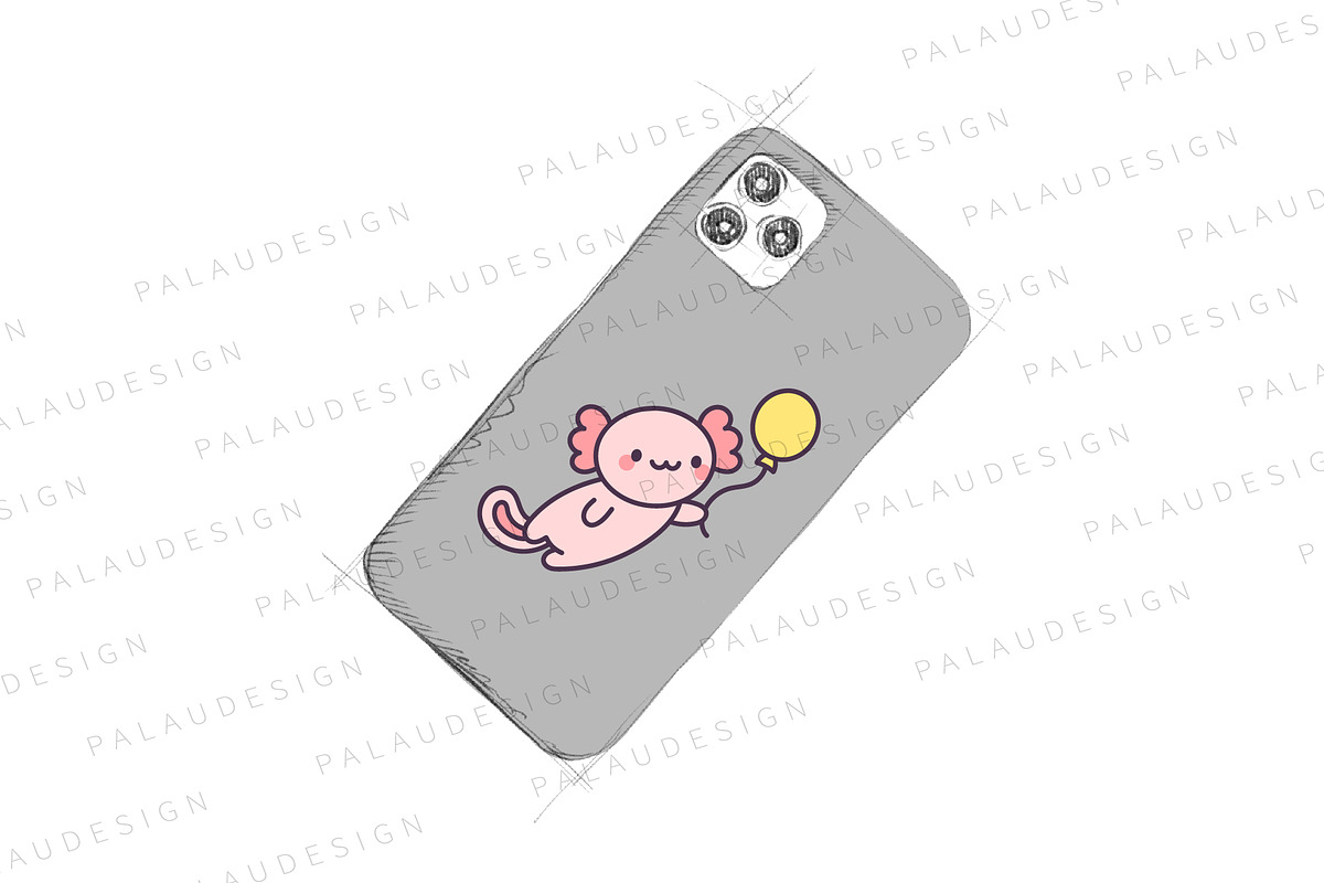 Kawaii Axolotl with Balloons, an Animal Illustration by Palau (Photo 6 of 12)
